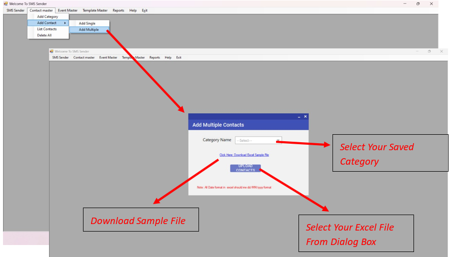 Add Excel File Containing All The Numbers On Which You Want To Send Messages