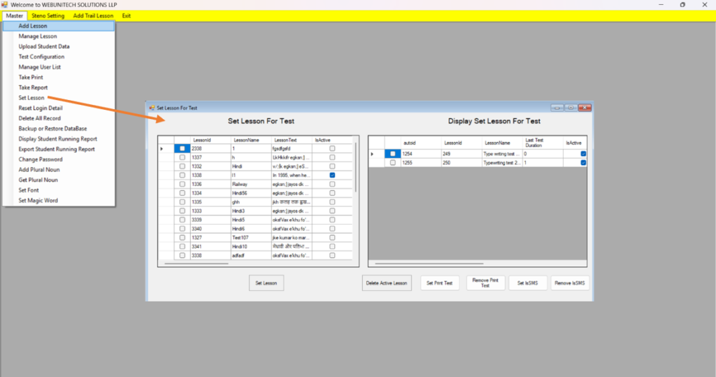 Admin Menu Typing Tutor